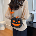 2024 Halloween Bags: Funny Pumpkin Cartoon Shoulder Crossbody Bag with Bat - Personalized Creative Female Bag