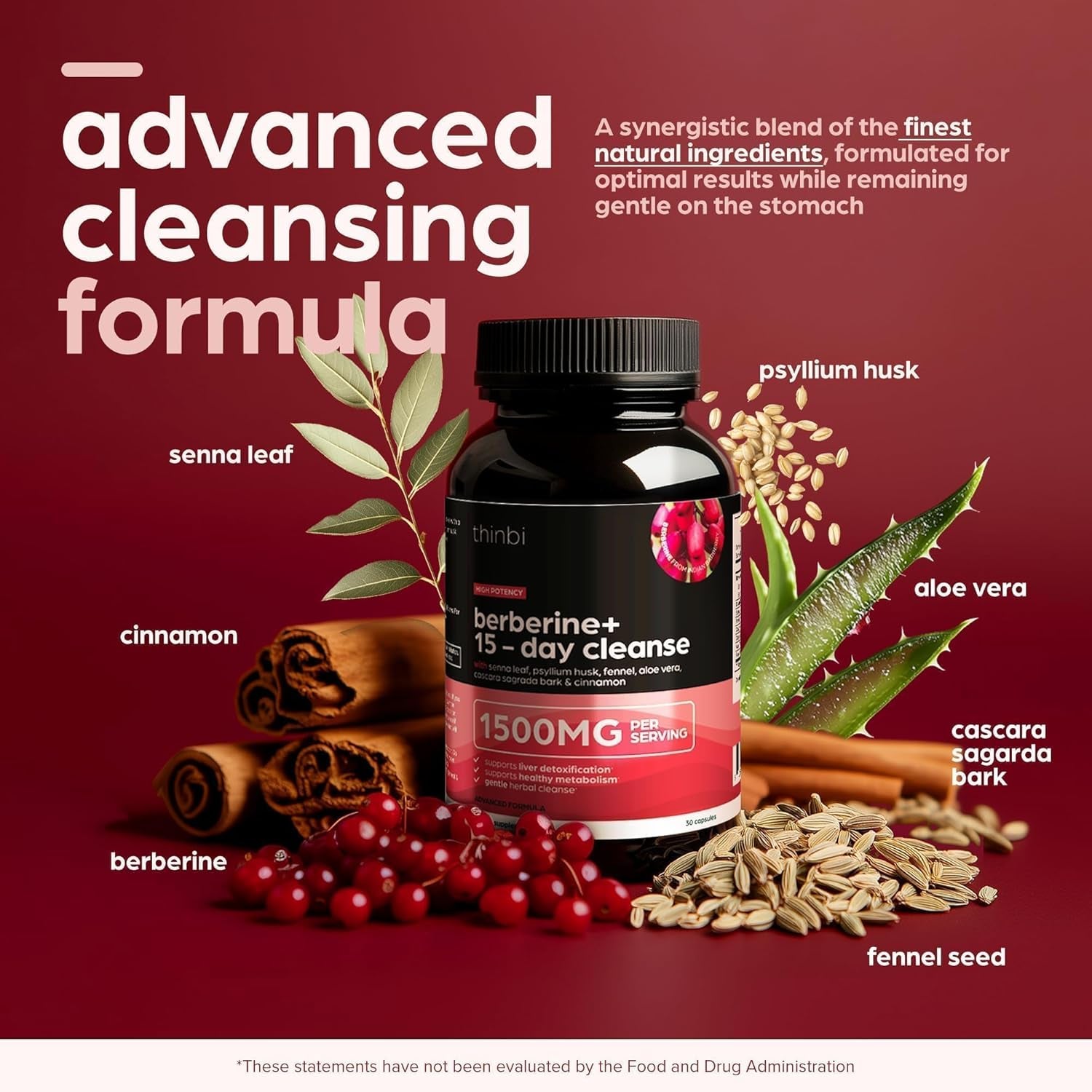Advanced 15-Day Colon Cleanse & Detox with 1500mg Berberine – Extra Strength Gut Health & Bloating Relief for Men & Women – Keto-Friendly with Senna Leaf & Natural Parasite Support