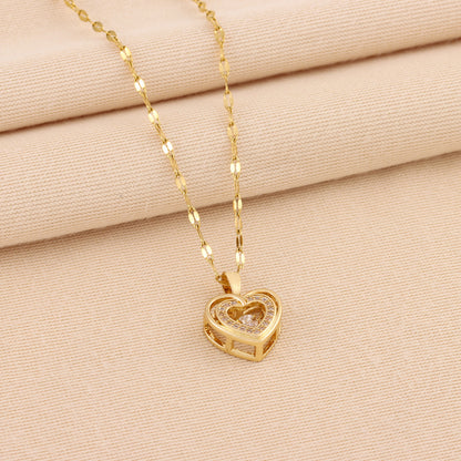 Valentine's Day Gift: Double-layer Smart Love Pendant Titanium Steel Necklace, Fashion Jewelry for Women.