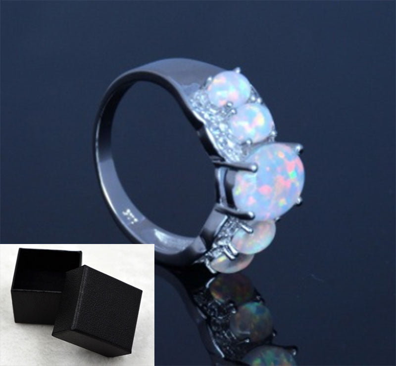 Opal Ring with Five Oval Diamonds