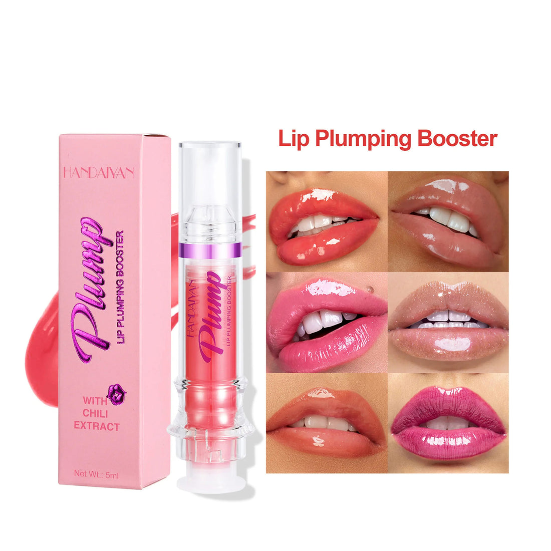 Lip Plumping Booster - New Tube Lip Rich Lip Color - Slightly Spicy Lip Honey, Lip Gloss Mirror Finish, Liquid Lipstick.