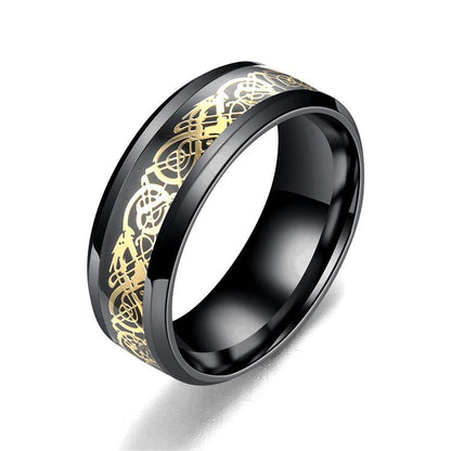 Men's Stainless Steel Dragon Pattern Ring - Unique Jewelry Piece