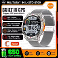 AMOLED GPS smartwatch with built-in compass, barometer, and altimeter, featuring 5ATM waterproof design, 170+ sports modes, and durable military-grade build for outdoor fitness and adventure