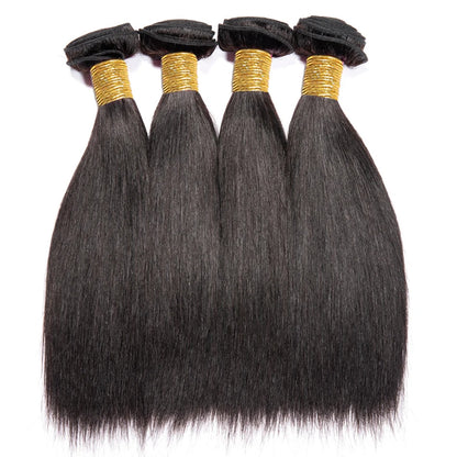 Raw Indian Straight Human Hair Bundles in Natural Black for Women. Bone Straight Hair Extensions in a 2/3 Bundles Deal.