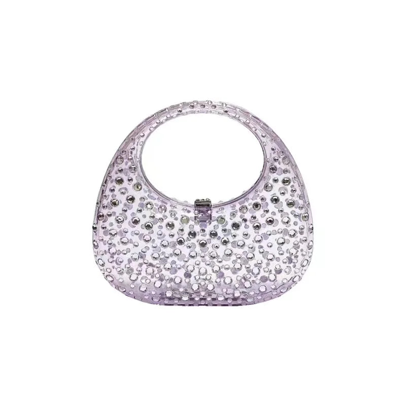 Acrylic purple Handbag Elegant Women’s Evening Clutch on a white background