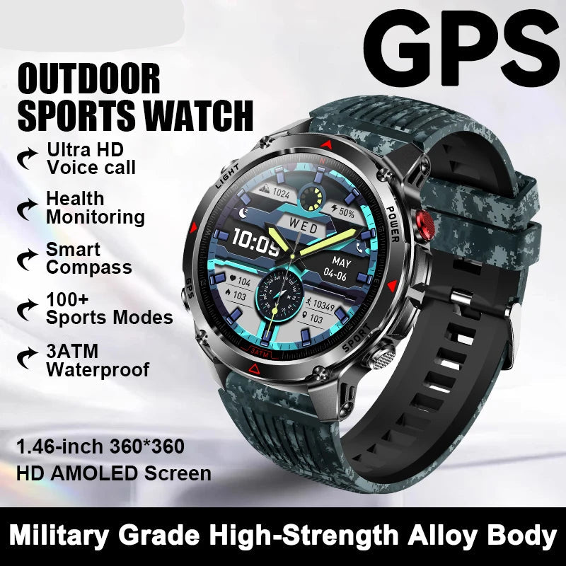 Outdoor sports watch with GPS features on a white background