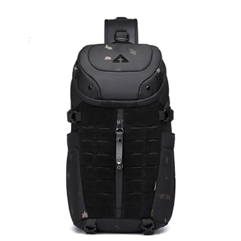 Anti-Theft Chest Sling Bag Men Waterproof USB Travel Pack on a white background