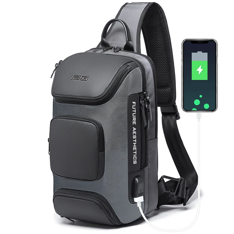 Anti-Theft Crossbody Bag Men Waterproof Travel Messenger Sling Pack on a White Background