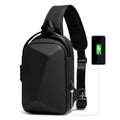 Anti-Theft Crossbody Bag Stylish Solid Color USB Sling Pack on White Background