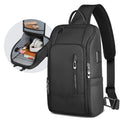Anti-Theft Men’s Shoulder Bag Waterproof USB Crossbody Sling on a white background