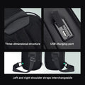 Anti-Theft USB Sling Bag Waterproof Multifunction Men’s Crossbody with features on a white background