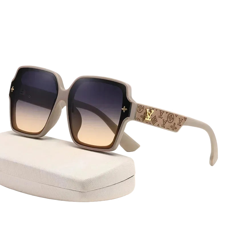 Sunglasses with decorative arm on a white  background