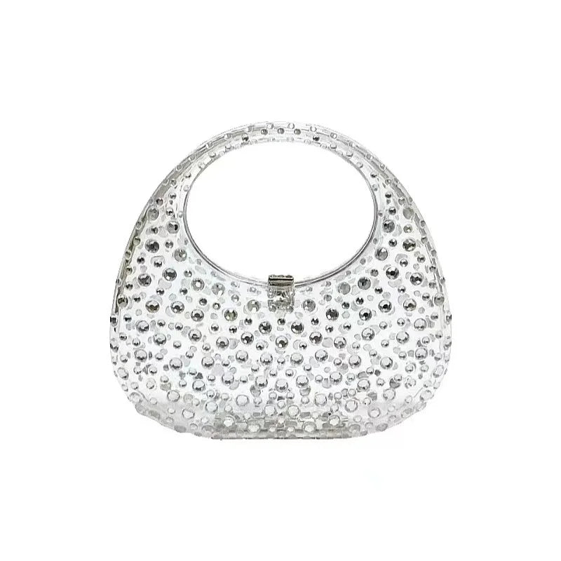 Bling Clear Purse Stylish Women’s Party Clutch Bag on a white background
