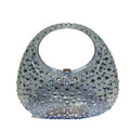 Blue beaded handbag on a white background