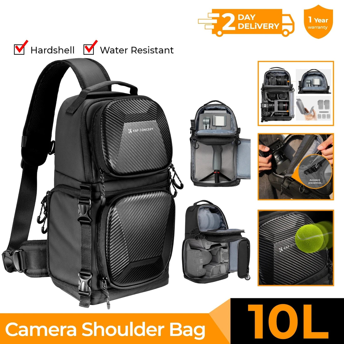Camera Sling Bag Hardshell Crossbody Photographer Shoulder Backpack on a white background