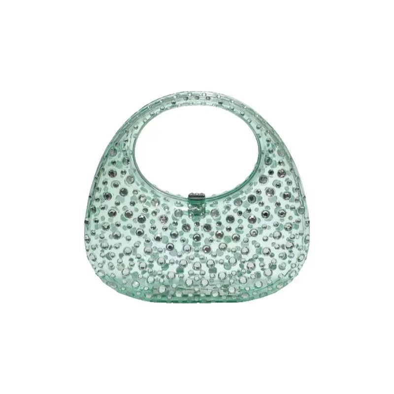 Clear Bling Evening Bag Stylish Women’s Diamond Clutch on a white background