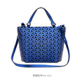 Elegant Royal Blue Luminous Tote Foldable Geometric Shoulder Bag on a white background