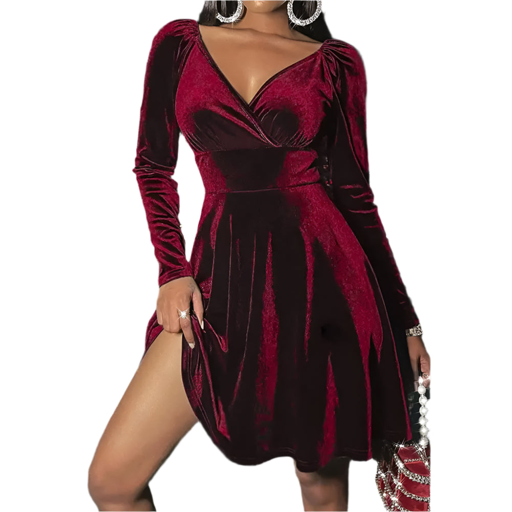 elegant velvet party dress, v-neck mini dress, high waist velvet dress, long sleeve party gown, christmas velvet dress for women, sexy a-line dress, women’s velvet cocktail dress, elegant evening dress, velvet christmas party dress, short velvet gown, women’s winter party dress, elegant holiday dress, velvet mini dress for women, v-neck a-line dress, velvet high waist dress, stylish christmas gown, women’s formal velvet dress, velvet evening gown for women, trendy party dress, velvet holiday mini dress,