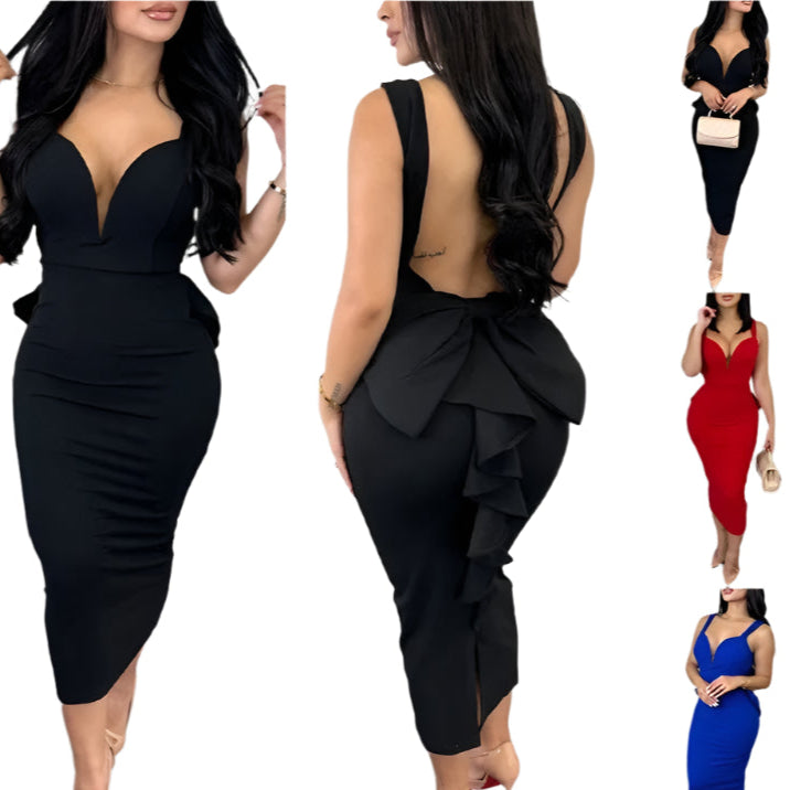 elegant evening dress, sexy backless dress, women's party dress, ruffle patchwork dress, spaghetti strap dress, v-neck evening dress, slim fit dress, women's formal dress, cocktail party dress, women's summer dress, backless ruffle dress, patchwork party dress, evening gown for women, slim fit evening dress, women's dinner dress, elegant formal dress, sexy cocktail dress, women's elegant gown, spaghetti strap mini dress, backless formal dress, women's fashion dress, women's slim fit party dress,