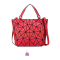 Red foldable Luminous Handbag Stylish Geometric Shoulder Tote on a white background