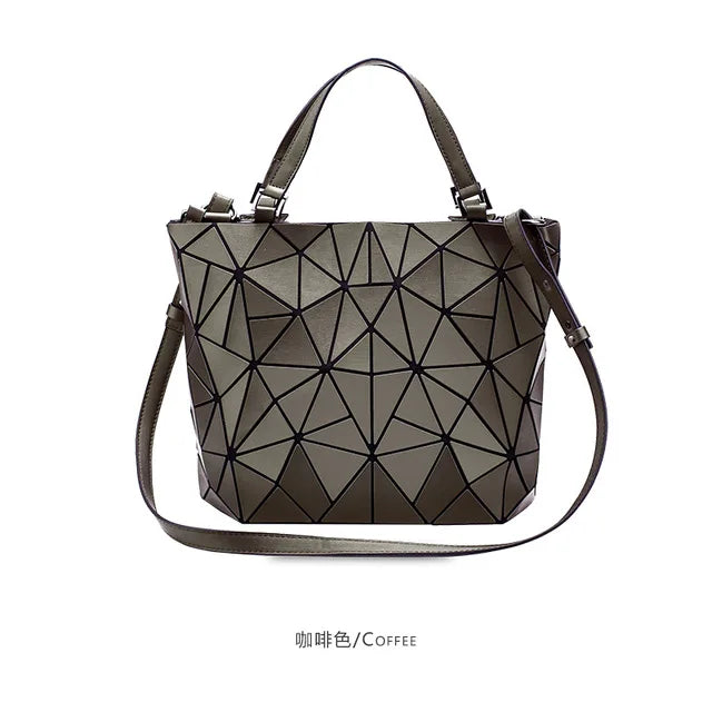Coffee Folding Glow Tote Stylish Women’s Geometric Handbag on a white background