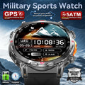 Military sports watch with digital display and mountain graphic on a blue background