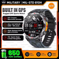 Rugged GPS sports watch with military specifications on a white background