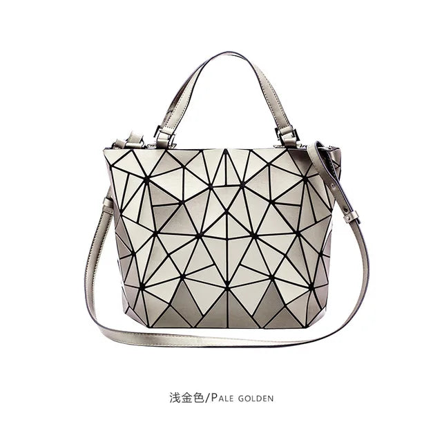 Geometric Luminous Tote Foldable Chic Shoulder Bag on a white background