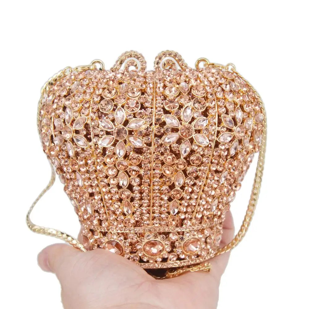 Stylishly Cute Crystal Bags: Crown Designer Purse, Wedding Prom Bags, Female Pochette, Diamond Evening Bags, Wristlets SM26