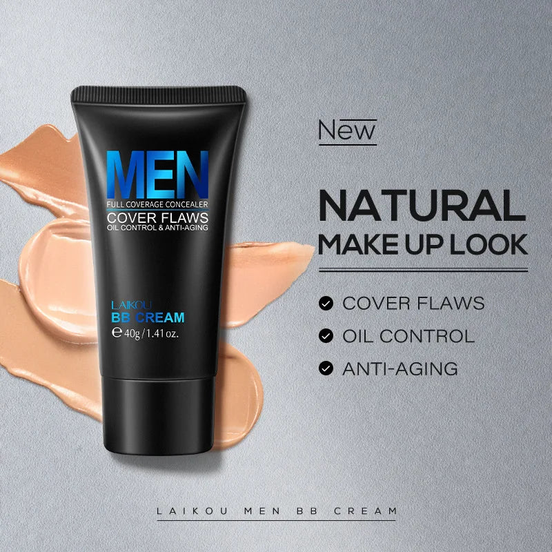 Men's BB Cream: Whitening, Oil-control, Concealer, Freckle Removing, Brighten Skin. Easy to Wear Makeup Cosmetic Facial Liquid.