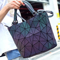 Luminous reflective bao Bag Geometric Tote Folding Shoulder Bags for women 2020 Plain Folding Handbags sac a main Female Bolsas