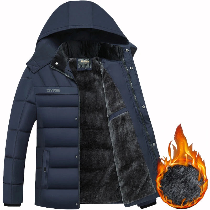 2024 Men’s Thick Hooded Winter Coat – Warm, Windproof Jacket, Perfect Gift for Father or Husband