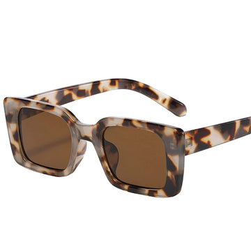 Fashion Small Rectangle Sunglasses for Women & Men – Retro Leopard UV400 Shades