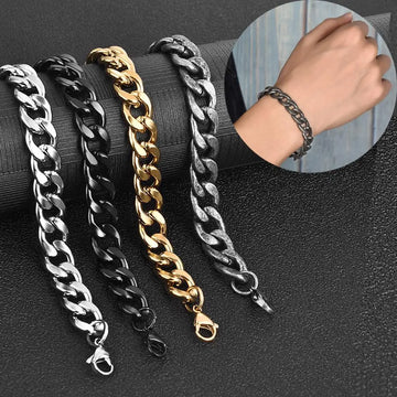 Unisex Stainless Steel Curb Cuban Link Bracelet – Sleek 5-11mm Chain Bangle for Men & Women, Fashionable Hip Hop Wristband Jewelry Gift