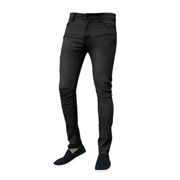 Men's Black Slim Fit Jeans - High Stretch Business Denim Trousers, Vintage Casual Skinny Joggers for Autumn Work & Daily Wear