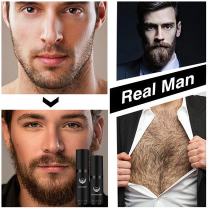 4Pcs/set Men's Beard Growth Kit: Professional Hair Growth Enhancer Set for Beard Care, Nourishing with Beard Growth Roller and Massage Comb.