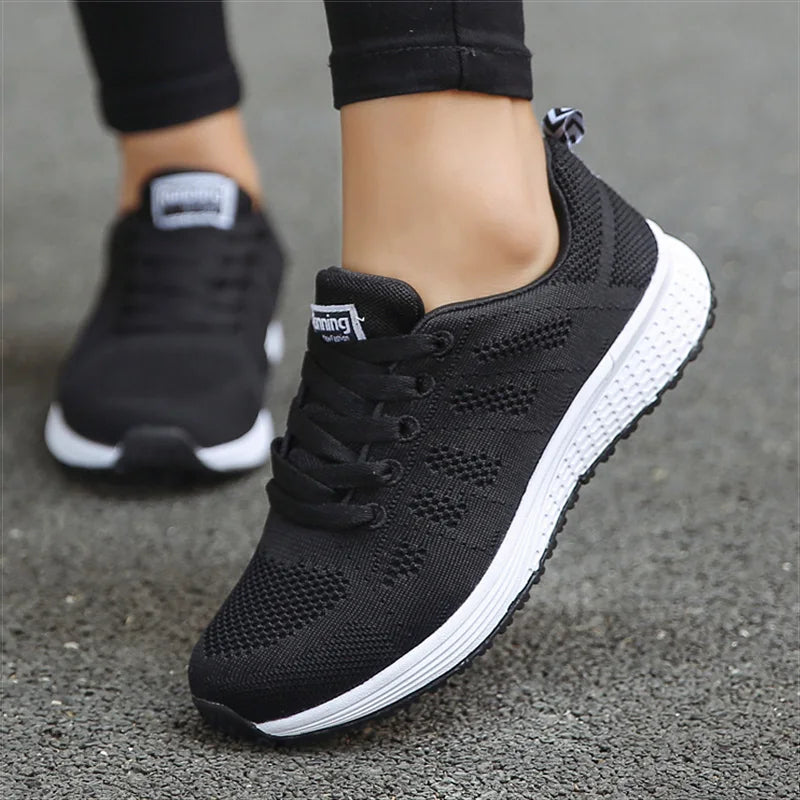 Women’s Casual Breathable Mesh Sneakers | White Vulcanized Gym Shoes | Feminino Tennis Footwear