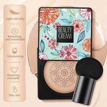 Mushroom Head Air Cushion, CC Cream: Natural Moisturizing Foundation, Concealer, Whitening, Oil-Control Makeup Cosmetics BB Cream.