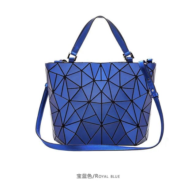 Luminous reflective bao Bag Geometric Tote Folding Shoulder Bags for women 2020 Plain Folding Handbags sac a main Female Bolsas