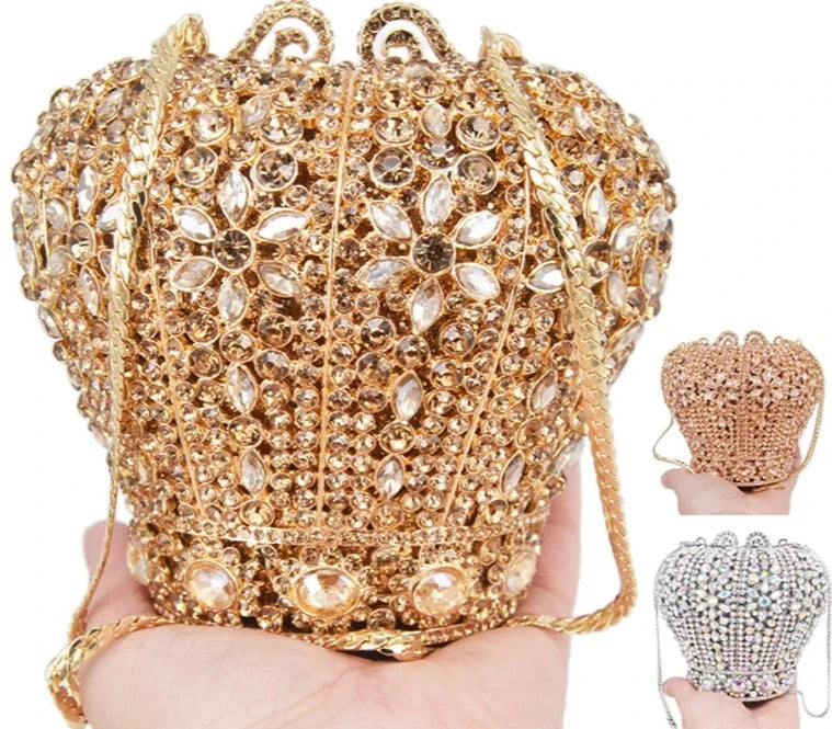 Stylishly Cute Crystal Bags: Crown Designer Purse, Wedding Prom Bags, Female Pochette, Diamond Evening Bags, Wristlets SM26