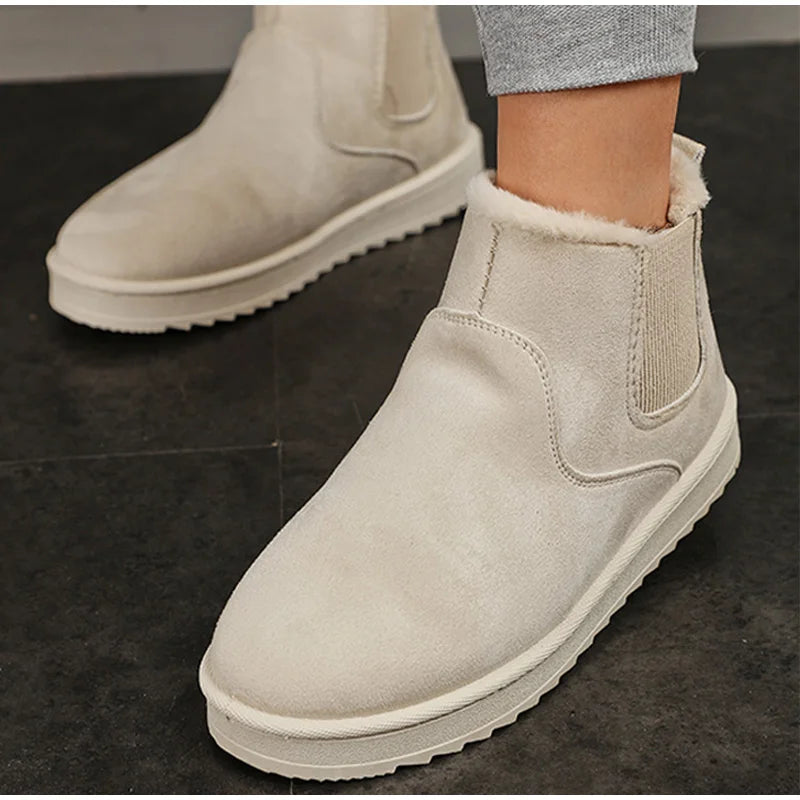 Women's Plus Size Warm Plush Ankle Snow Boots – Comfortable Cotton Winter Fashion Shoes, New Style