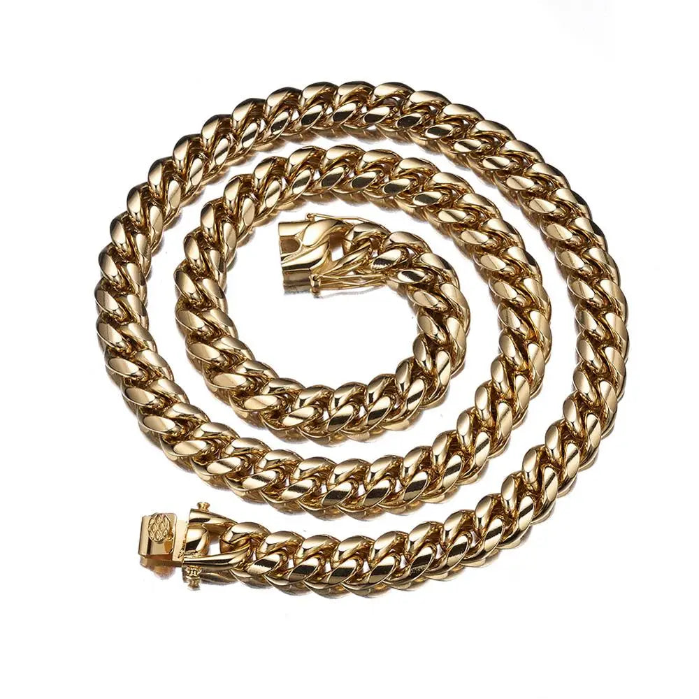 6mm-22mm Wide Heavy 316L Stainless Steel Cuban Miami Link Chain Necklace - Men's Hip Hop Rock Jewelry