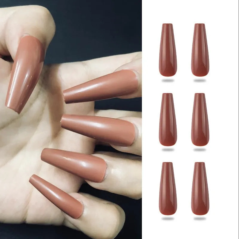 Matte Full Cover Nail Tips: Acrylic Ballerina Fake Nails, DIY Beauty Manicure Extension Tools.