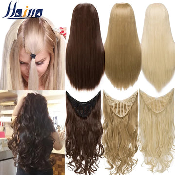 Hair Extension U Part: Natural Hair Straight, Long Blonde, Black False Hair Piece, Synthetic Hairpiece Heat Resistant