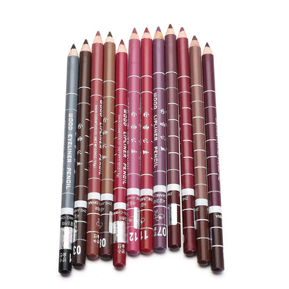 Hot Sale! Colorful Eyeliner Pencil Lip Liner Pen, Wood Professional Lady Charming, Long-Lasting, Waterproof Makeup Cosmetic Tool.
