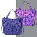 Luminous Bao Bag Reflective Geometric Quilted Shoulder Bags for Women, Plain Folding Handbags, Bolsa Feminina