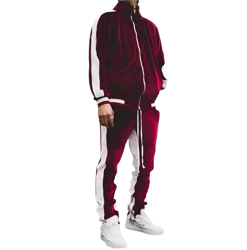 Men's Velvet Sports Tracksuit Set – Two-Piece Plus Size Velour Hoodie and Sweatpants for Spring and Autumn (Up to 5XL)