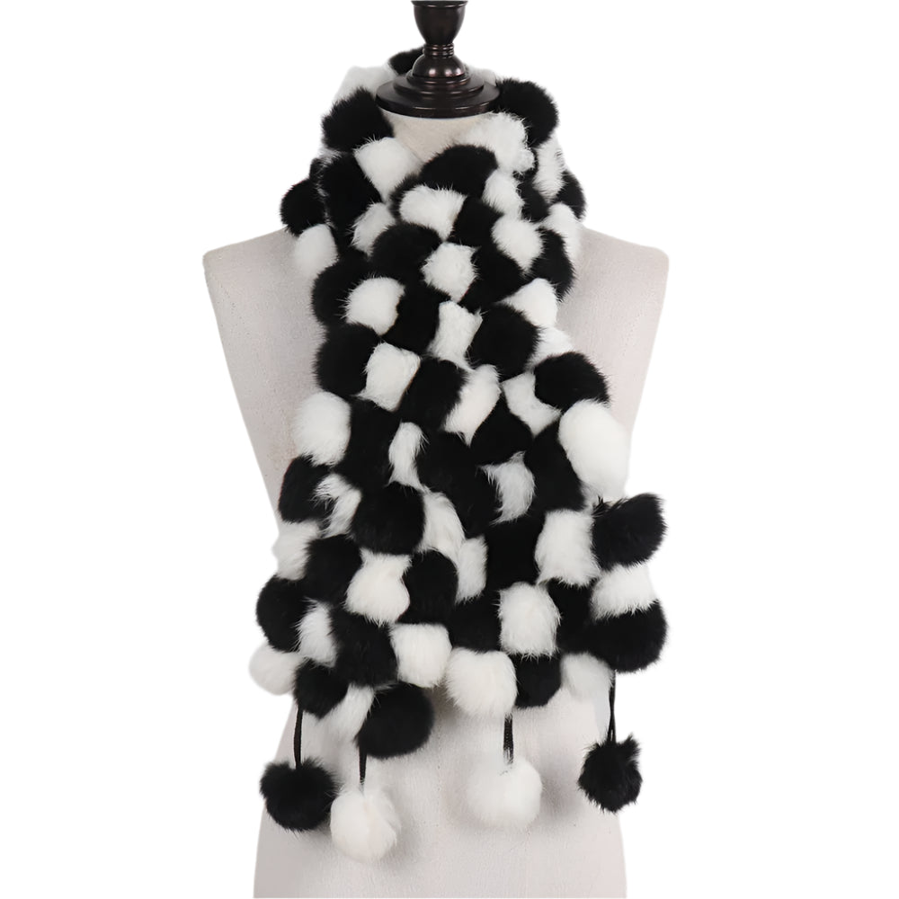 Women’s Winter Warm Rabbit Fur Scarf - 100% Genuine Natural Fur Muffler, Stylish & Cozy Cold-Weather Accessory, Hot Sale