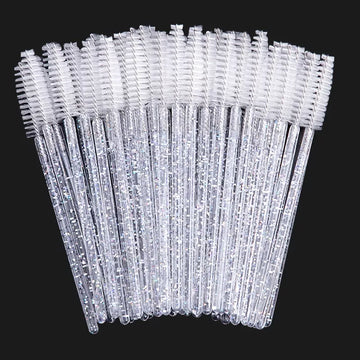 Disposable Crystal Eyelash Brush Comb, 25/100Pcs per pack - Eye Lashes Extension Mascara Wands, Professional Beauty Tool for Makeup.