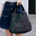 Luminous Bao Bag Reflective Geometric Quilted Shoulder Bags for Women, Plain Folding Handbags, Bolsa Feminina